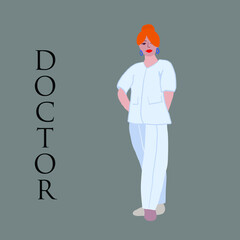 Female doctors, nurses, female physician and nurse With arms folded and serious but caring look. medical vector illustration