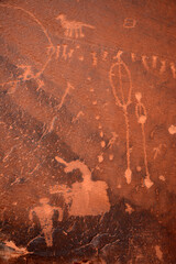 The ancient    processional panel of native american petroglyphs  near bluff, utah   