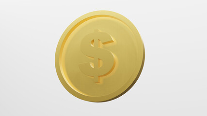 US dollar currency gold coin , 3D rendering