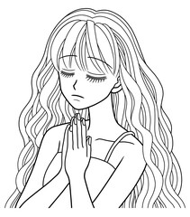 A young woman holding her hands together in prayer