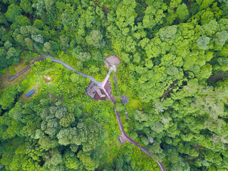 Tropical hot spring in Sao Miguel island from above shot by a mavic pro drone.