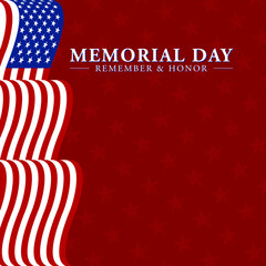 Modern Memorial Day United States Heroes Celebration Flag for Background Header Banner with white blue red color