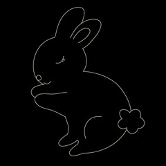 Celestial Baby Bunny  in gold colors on black background. Little Rabbit. Hares Vector icon perfect for  interior posters, postcards, social media and more. 