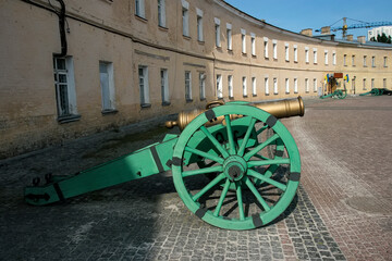 Old cannons in Kyiv fortress, complex of fortification buildings in down town of Kyiv, Ukraine. July 2008