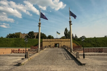 Fototapeta na wymiar Kyiv fortress, complex of fortification buildings in down town of Kyiv, Ukraine. July 2008