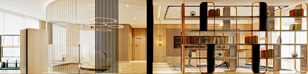 3d render modern large office, working space