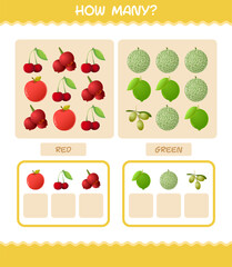 How many cartoon fruits. Counting game. Educational game for pre shool years kids and toddlers