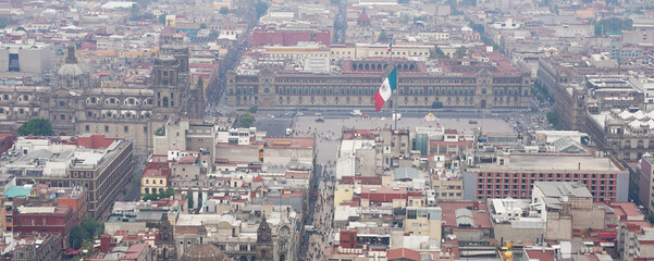 Palacio de Bellas Artes and Historic center of Mexico City seen from Torre Latinoamericana in Mexico.