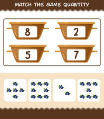 Match the same quantity of blueberry. Counting game. Educational game for pre shool years kids and toddlers