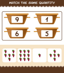 Match the same quantity of red grape. Counting game. Educational game for pre shool years kids and toddlers