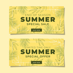 Summer promotional banner with yellow background