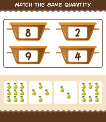 Match the same quantity of pear. Counting game. Educational game for pre shool years kids and toddlers
