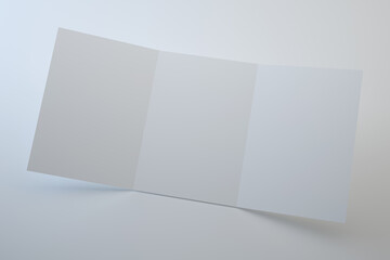 Opened trifold brochure mock up view - 3d rendering