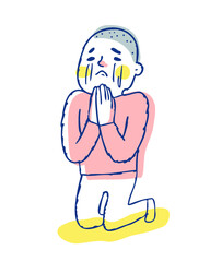 泣きながら懇願している男性