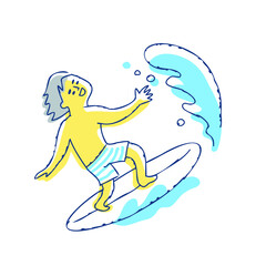 サーフィンを楽しんでいる男性