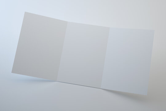 Opened trifold brochure mock up view - 3d rendering