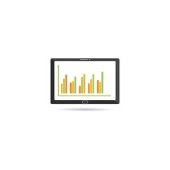 Graph business on tablet vector icon simple illustration
