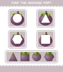 Find the missing parts of cartoon mangosteen. Searching game. Educational game for pre shool years kids and toddlers
