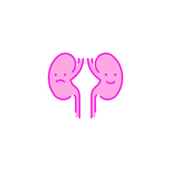 Healthy happy kidney and sad unhealthy sick kidney characters. Check health of renal organ. Internal organ kidney. Vector illustration