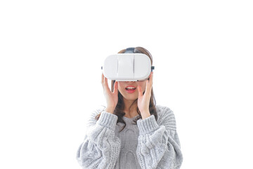 VRの体験をする女性