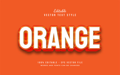 Bold 3D Orange Text Style with Embossed Effect. Editable Text Style Effect