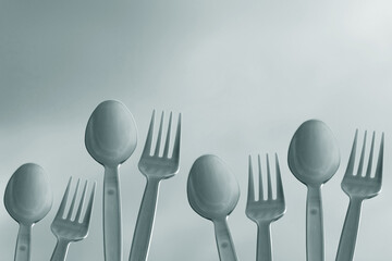 Close up of plastic fork and spoon