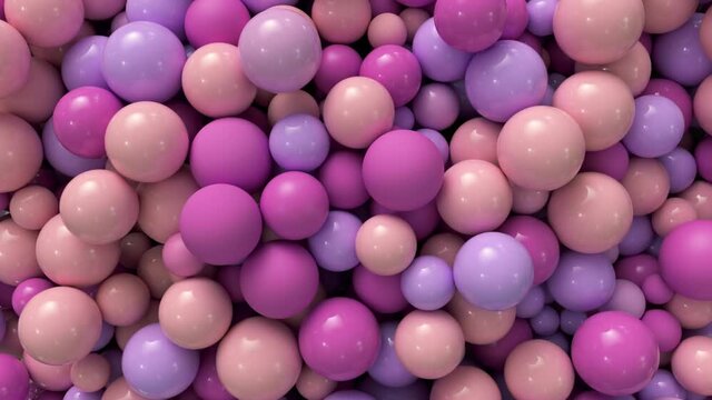 Glossy bubbles filling the screen. Colorful balloons, scattering spheres