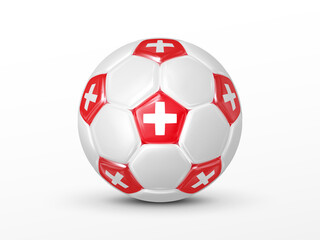 3D soccer ball with the Switzerland national flag isolated on white background