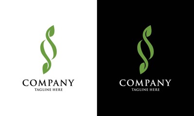 Initial Letter S With Leaf Luxury Logo. Green leaf logo Template vector Design.