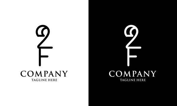 2f letter original monogram line art  logo design vector template.