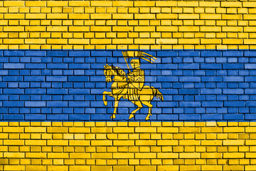 flag of Schwerin, Germany painted on brick wall
