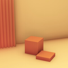 3d render image orange podium with light orange background for product display advertisement.