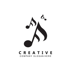 simple music rhythm note logo vector symbol