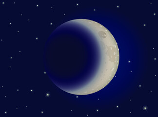 Half moon on space background vector