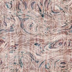 Seamless grungy tribal ethnic rug motif pattern. High quality illustration. Distressed old looking native style design in shades of gray and cream. Old artisan textile seamless pattern.