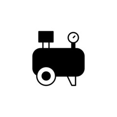 Air compressor icon in solid black flat shape glyph icon, isolated on white background 