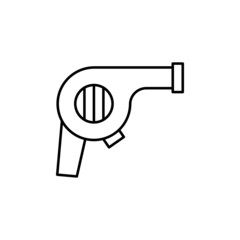 Blower garden icon in flat black line style, isolated on white background 
