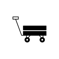 Garden trolley icon in solid black flat shape glyph icon, isolated on white background 