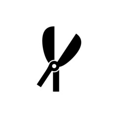 Garden scissor icon in solid black flat shape glyph icon, isolated on white background 