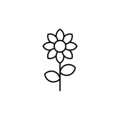 Essential flower icon  in flat black line style, isolated on white background 