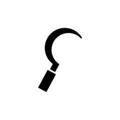 Sickle farm icon in solid black flat shape glyph icon, isolated on white background 