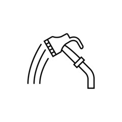 Hose watering garden icon  in flat black line style, isolated on white background 