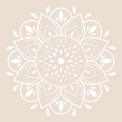 white Flower Mandala with vintage floral style, Vector mandala Oriental pattern, Hand drawn decorative element