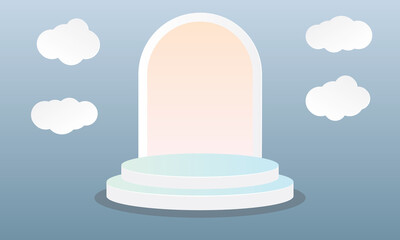 Product Placemet podium and set of cloud