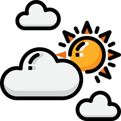 partly cloudy color outline icon