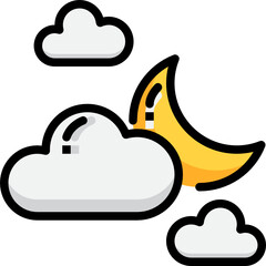 cloudy night color outline icon