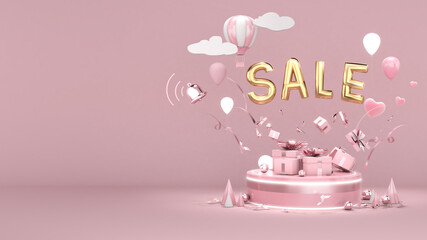 Great discount sale banner design,great price tag on a pink background,3D render