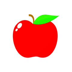 Illustration of red apple. Simple apple vector illustration for icon, logo, clothing, kids book or application or website element, science for children, toy design, educational media
