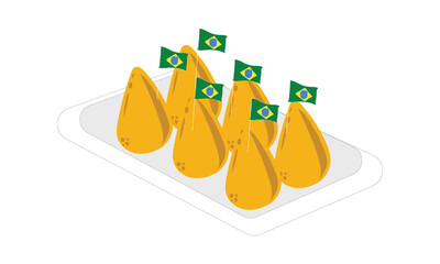 Brazilian food illustration design with the name coxinha