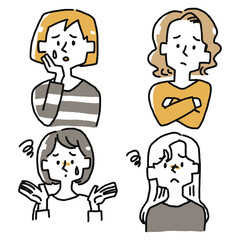 悩んでいる女性のアイコン